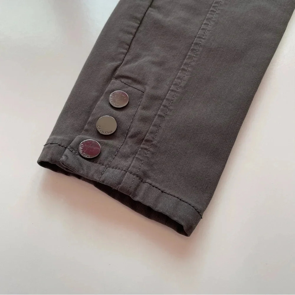 CALVIN KLEIN Ankle Pants Gray Stretch Buttons Business Casual Work Size S - Picture 5 of 14